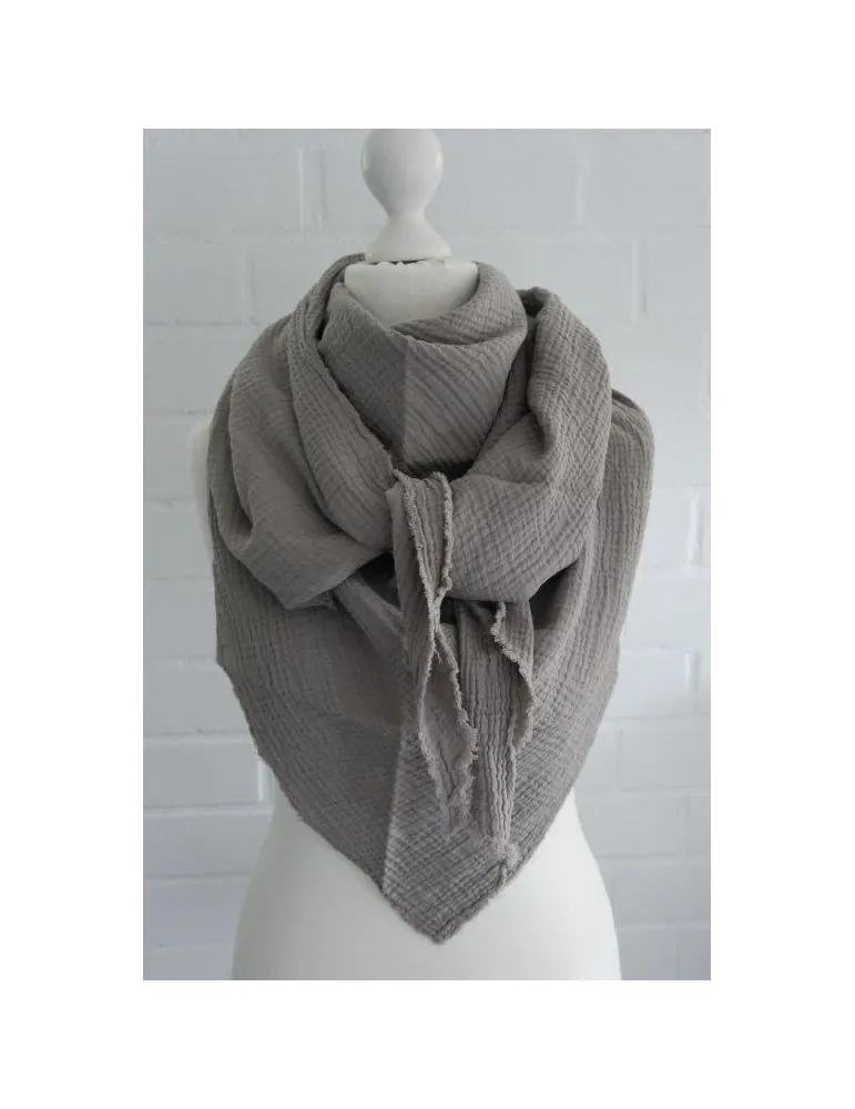 Dreieckstuch Damen Schal schlamm taupe uni Baumwolle Musselin Nesseltuch Windeltuch