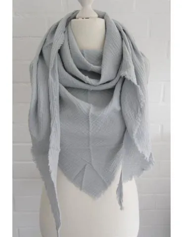 Dreieckstuch Damen Schal hellgrau grau uni Baumwolle Musselin Nesseltuch Windeltuch