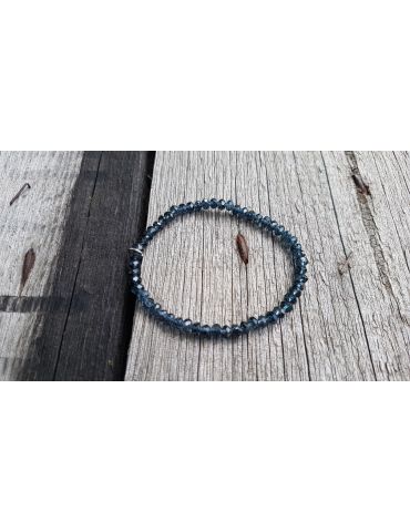 Armband Kristallarmband Perlen klein dunkelblau durchsichtig Glitzer Schimmer elastisch