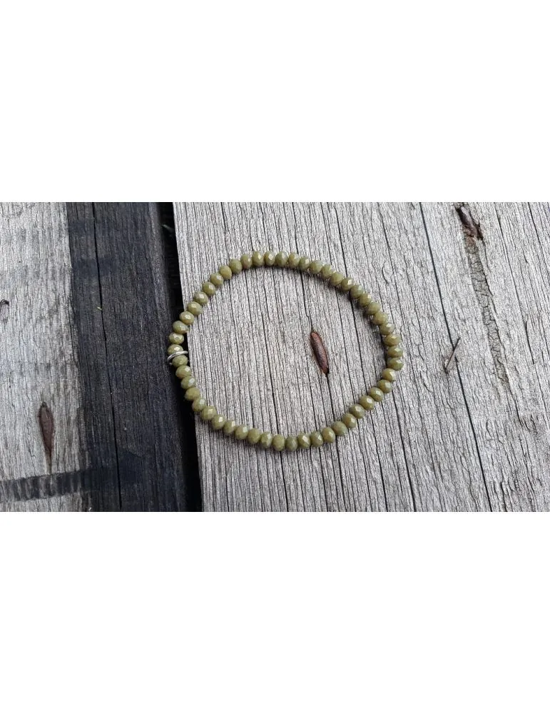 Bijoux Armband Kristallarmband Perlen oliv khaki klein Glitzer Schimmer elastisch