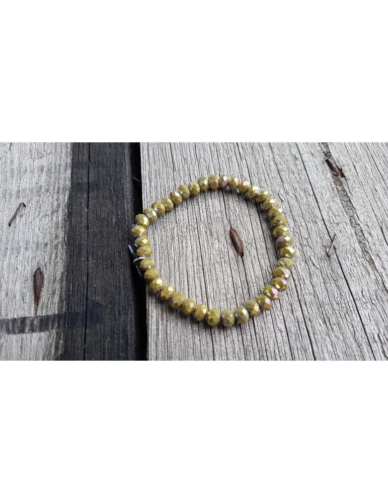 Bijoux Armband Kristallarmband Perlen oliv bunt groß Glitzer Schimmer elastisch