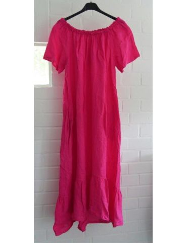 Damen Maxikleid Kleid 100% Leinen pink Onesize...