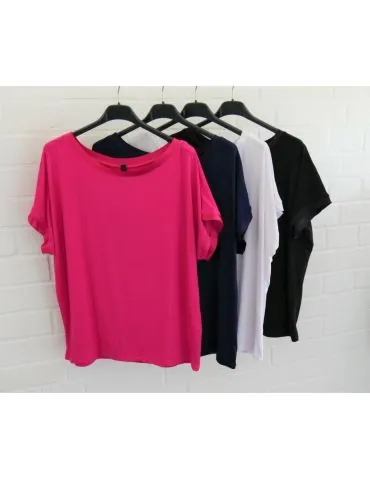 Damen Shirt kurzarm pink Rundhals Satin Viskose...
