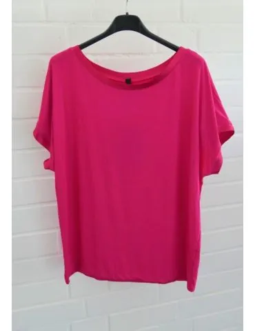 Damen Shirt kurzarm pink Rundhals Satin Viskose Onesize 38 - 42 23033