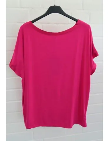 Damen Shirt kurzarm pink Rundhals Satin Viskose Onesize 38 - 42 23033