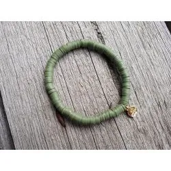 Damen Armband Elastisch oliv uni Gummi Kunststoff Plättchen Onesize