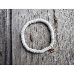 Damen Armband Elastisch hellgrau uni Gummi Kunststoff Plättchen Onesize