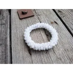 Giuno Armband Kristallarmband Perlen extra dick weiß white Glanz Schimmer elastisch