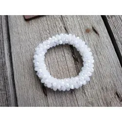 Bijoux Armband Kristallarmband Perlen extra dick weiß white Glanz Schimmer elastisch