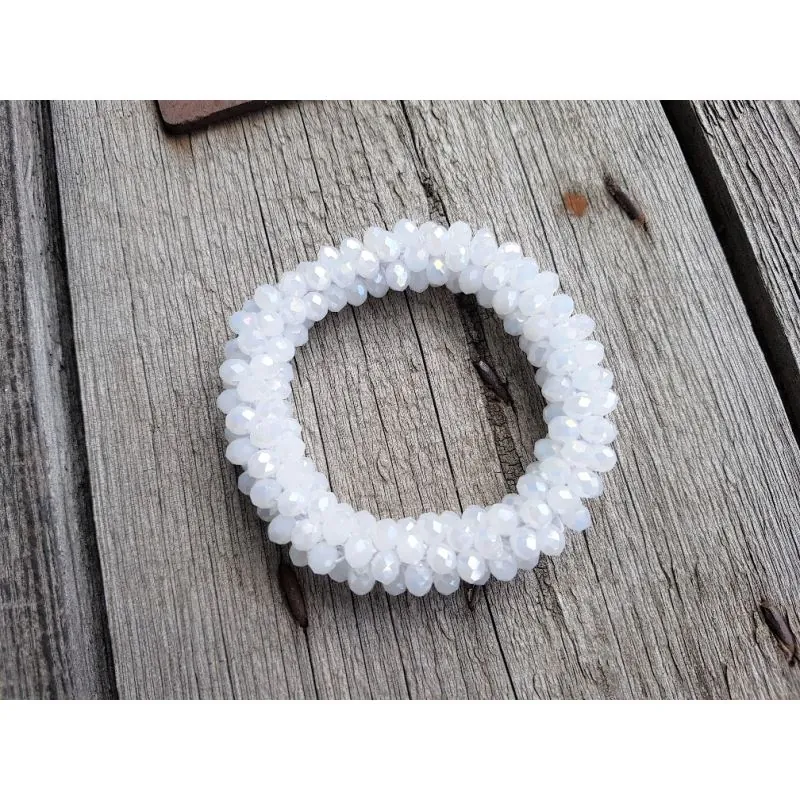 Bijoux Armband Kristallarmband Perlen extra dick weiß white Glanz Schimmer elastisch