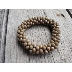 Giuno Armband Kristallarmband Perlen extra dick taupe Glanz Schimmer elastisch