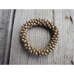 Giuno Armband Kristallarmband Perlen extra dick taupe Glanz Schimmer elastisch