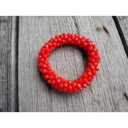 Giuno Armband Kristallarmband Perlen extra dick rot Glanz Schimmer elastisch