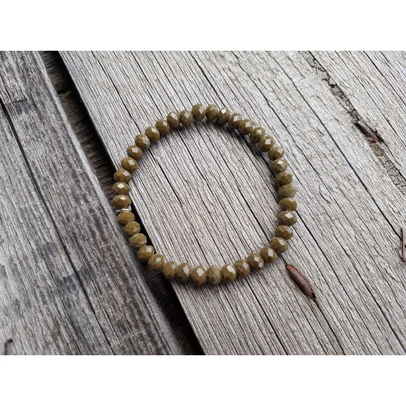 Bijoux Armband Kristallarmband Perlen dunkles oliv groß Glitzer Schimmer elastisch