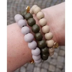 Giuno Armband Holz Perlen hellgrau lightgrey Kunststoff elastisch