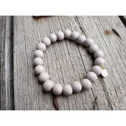 Giuno Armband Holz Perlen hellgrau lightgrey Kunststoff elastisch