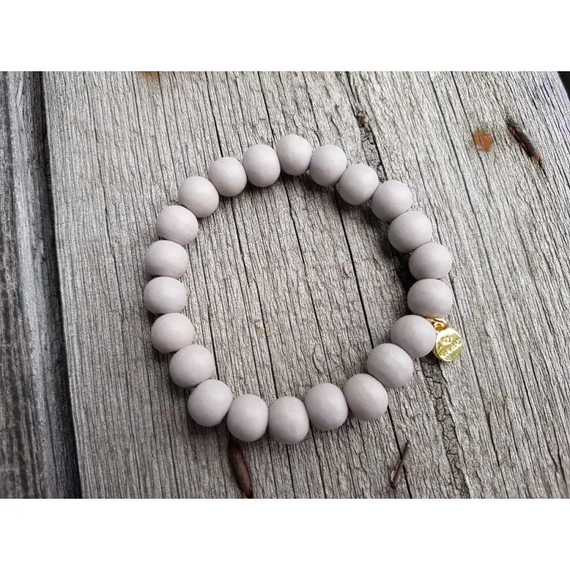 Giuno Armband Holz Perlen hellgrau lightgrey Kunststoff elastisch