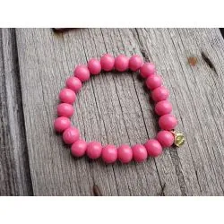 Giuno Armband Holz Perlen pink Kunststoff elastisch