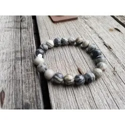 Perlen Armband Herren Damen unisex hellgrau grau taupe marmoriert elastisch Steine