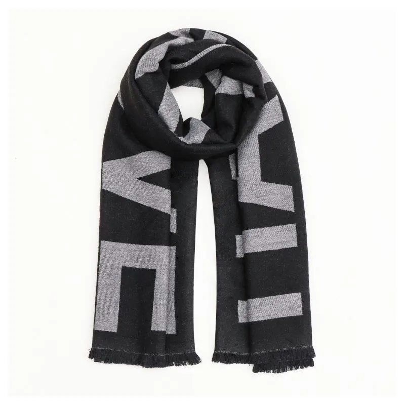 XXL Damen Winterschal Schal schwarz grau "HAPPY LOVE" Viskose Wolle