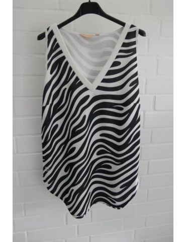 ESViViD Damen Top Shirt weiß schwarz Zebra mit Baumwolle