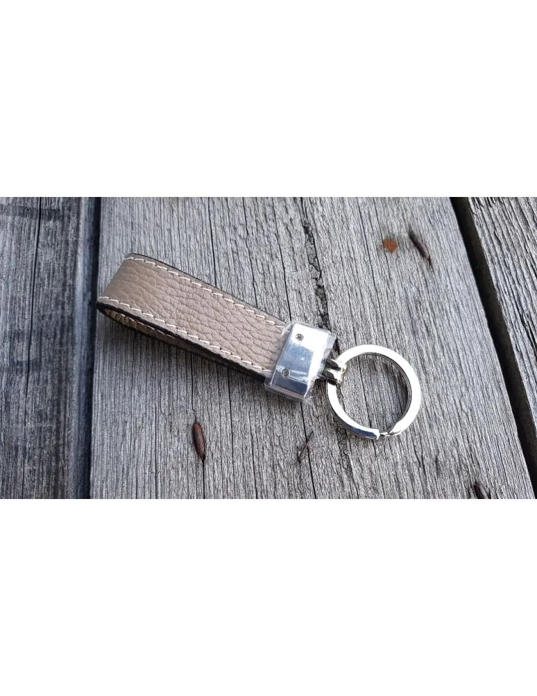 Unisex Schlüsselanhänger Anhänger beige Schlaufe Echtes Leder 11106