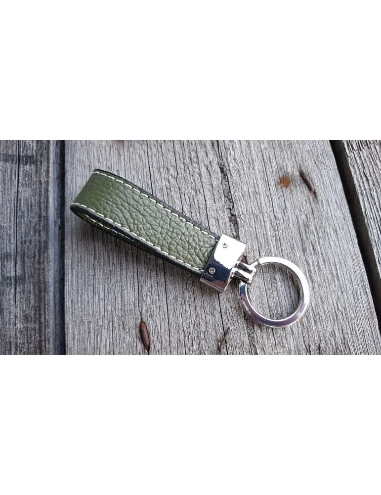 Unisex Schlüsselanhänger Anhänger oliv grün khaki Schlaufe Echtes Leder 11106