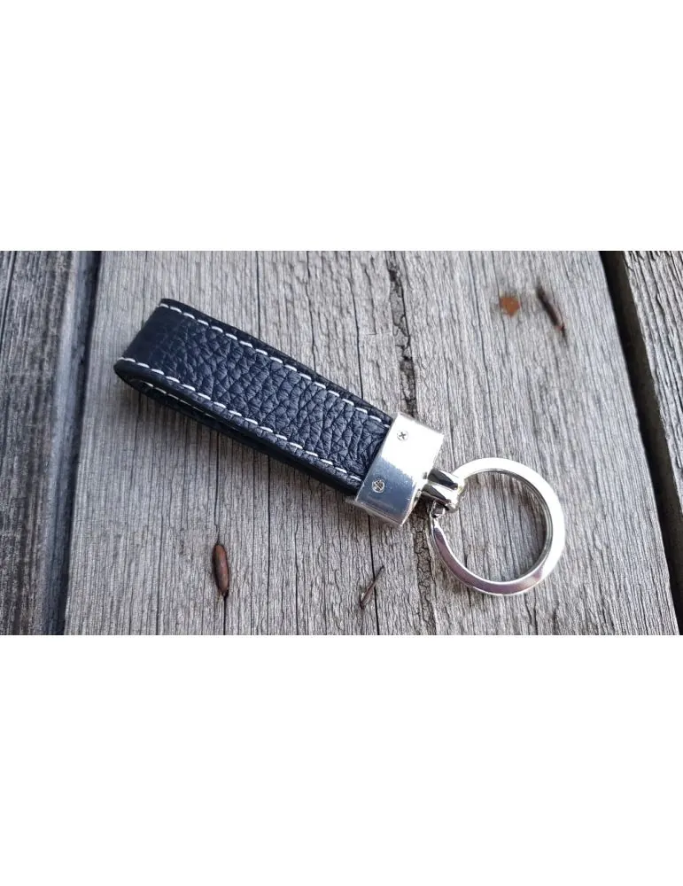 Unisex Schlüsselanhänger Anhänger dunkelblau marine Schlaufe Echtes Leder 11106