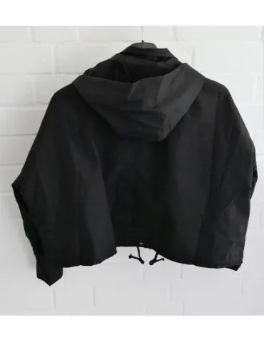 Kurze Damen Outdoor Jacke Kapuze schwarz black uni Onesize 38 - 44