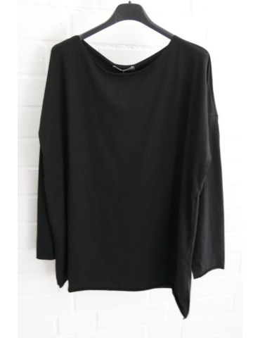 Damen Shirt langarm schwarz black mit Baumwolle Onesize 38 - 44 1282