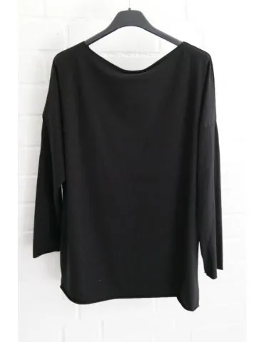Damen Shirt langarm schwarz black mit Baumwolle Onesize 38 - 44 1282