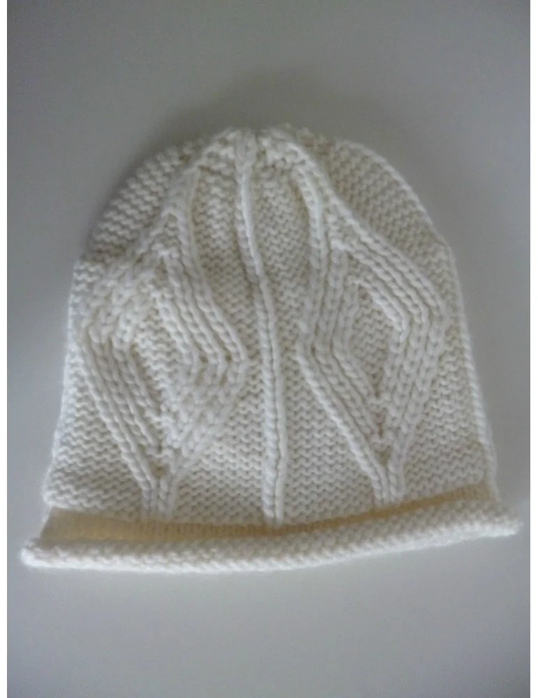 A-Zone Damen Woman Mütze off white mit Wolle Strick Fleece gefüttert