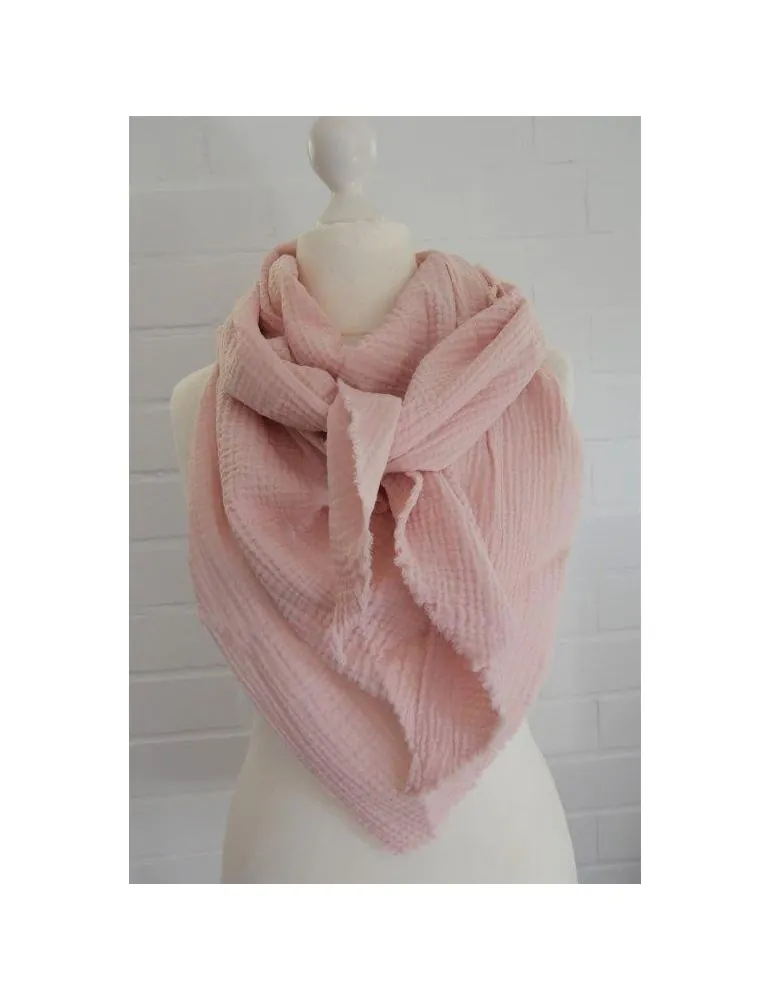 Dreieckstuch Damen Schal rose rosa uni Baumwolle Musselin Nesseltuch Windeltuch