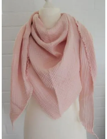 Dreieckstuch Damen Schal rose rosa uni Baumwolle Musselin Nesseltuch Windeltuch