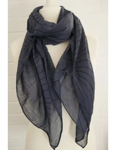 Schal Tuch Loop Made in Italy Seide Baumwolle dunkelblau schwarz Muster S 255
