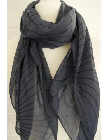 Schal Tuch Loop Made in Italy Seide Baumwolle dunkelblau schwarz Muster