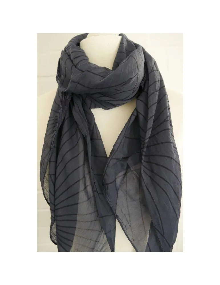 Schal Tuch Loop Made in Italy Seide Baumwolle dunkelblau schwarz Muster