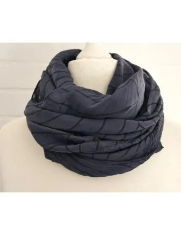 Schal Tuch Loop Made in Italy Seide Baumwolle dunkelblau schwarz Muster S 255