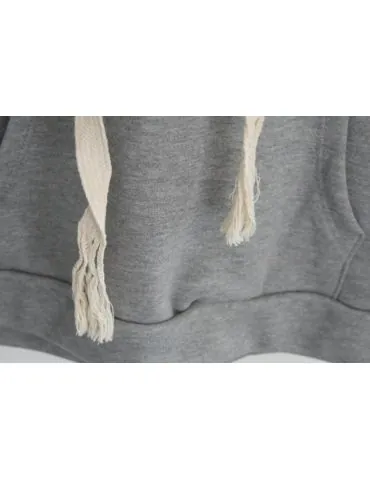 Damen Hoodie Sweat Shirt kurzarm hellgrau meliert uni mit Baumwolle Onesize 38 - 44 OL 3555