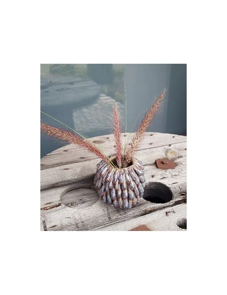 Vase Blumenvase Dekoobjekt grau blau Schimmer Tropfen Höhe 10 cm