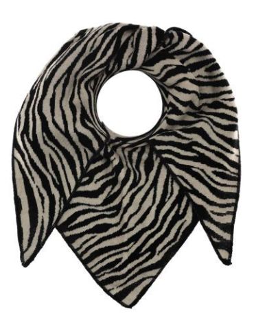 Zwillingsherz Wende Dreieckstuch Schal schwarz beige Zebra mit Baumwolle 8017
