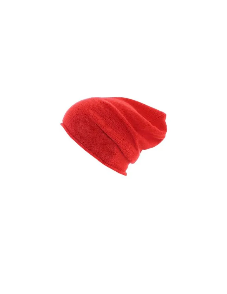 Zwillingsherz Mütze Beanie Classic feuerrot rot uni ohne Stern mit Fleece + Kaschmir