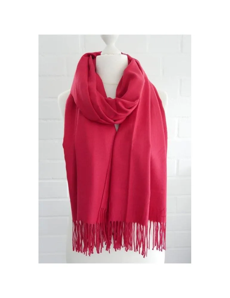 XXL Schal Tuch Stola Poncho Viskose Wolle Kaschmir rotpink uni 70x90