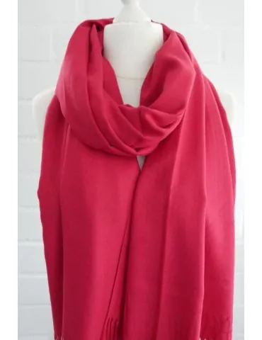 XXL Schal Tuch Stola Poncho Viskose Wolle Kaschmir rotpink uni 70x90