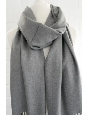 XXL Schal Tuch Stola Poncho Viskose Wolle Kaschmir grau uni 70x90