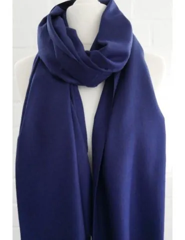 XXL Schal Tuch Stola Poncho Viskose Wolle Kaschmir dunkelblau uni 70x90