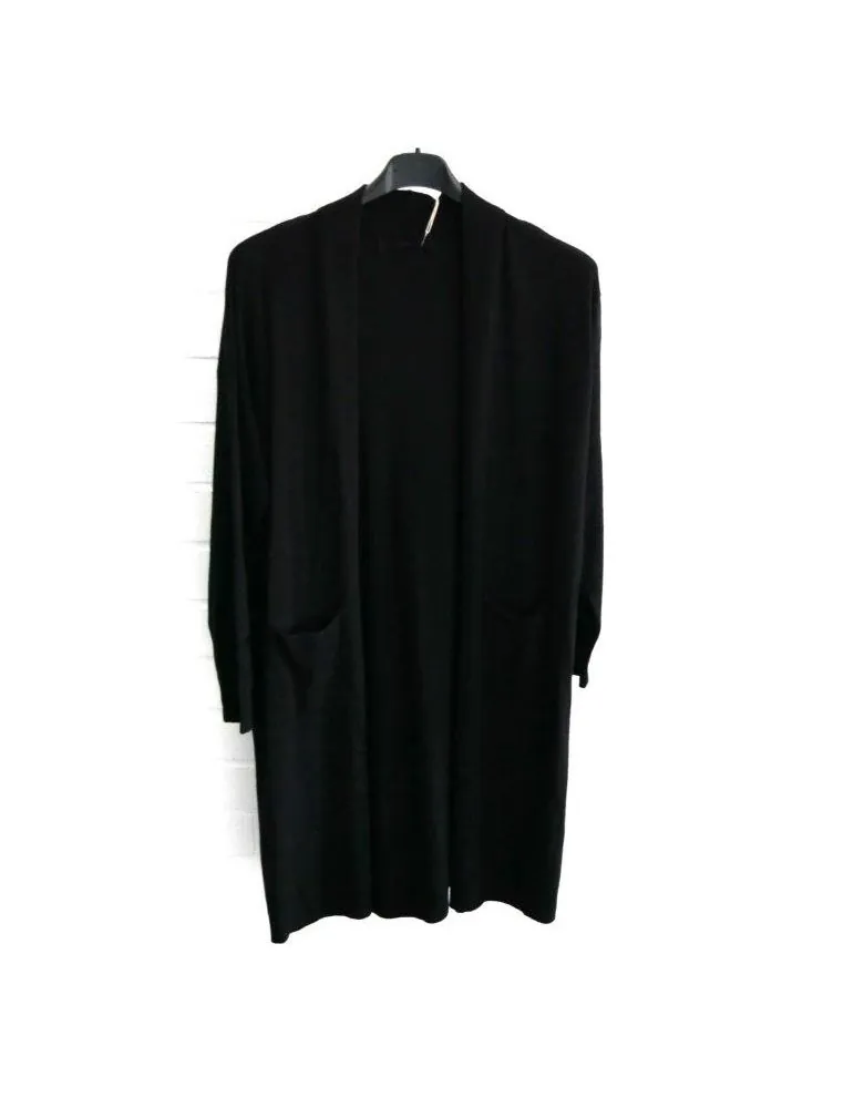 Damen Basic Strick Jacke schwarz black uni mit Viskose Onesize 38 - 42 M8103