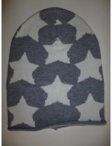 Zwillingsherz Mütze grau creme Sterne mit Kaschmir und Fleece