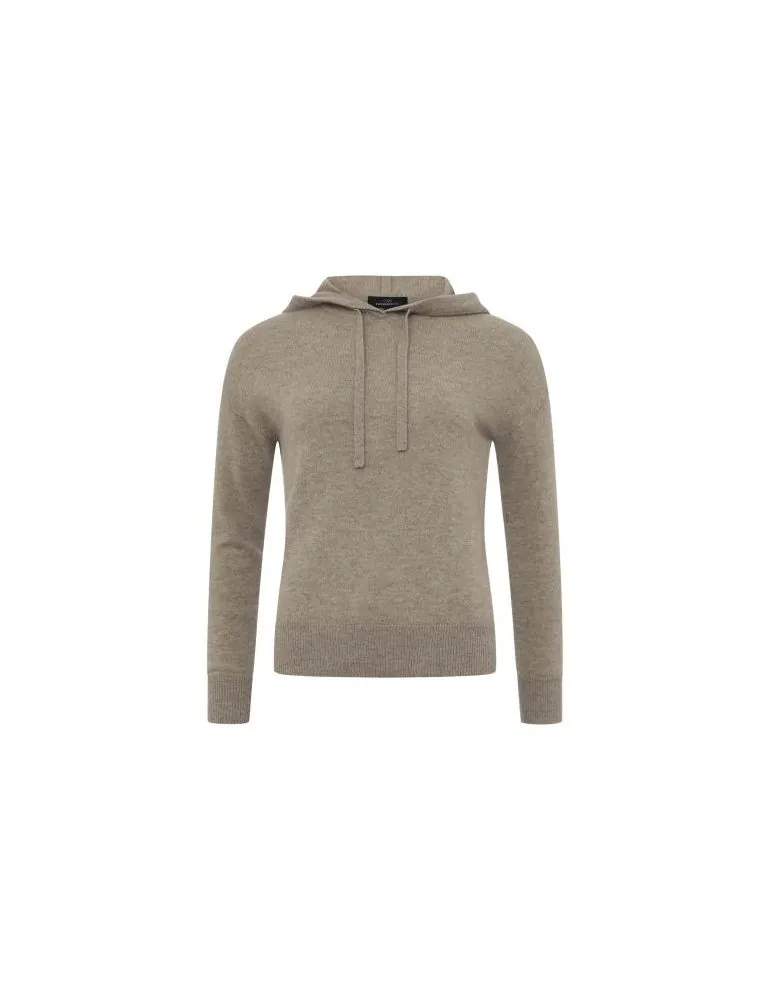 Zwillingsherz Kapuzen Strick Pullover Gr. XL 42 44 sand beige uni 100% Kaschmir