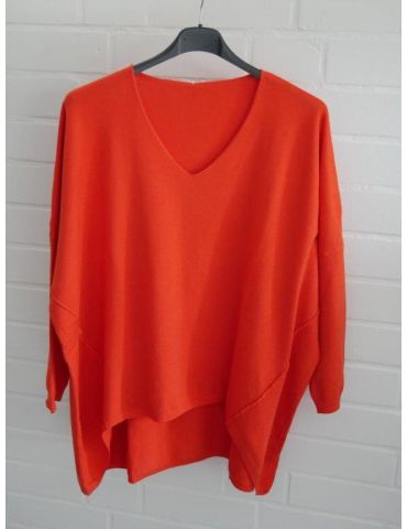 ESViViD Damen Pullover V-Ausschnitt orange Onesize ca. 38 - 46 mit Viskose 7050